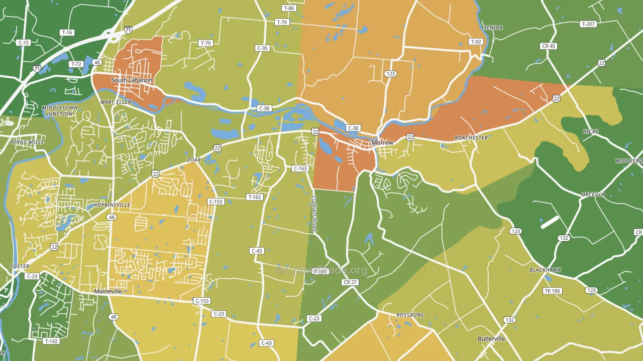 Morrow, OH Map of Murder Rates