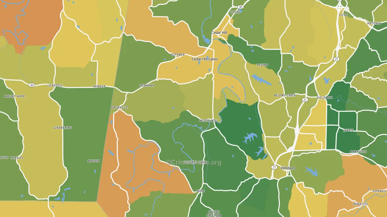 Morse Mill, MO Map of Murder Rates
