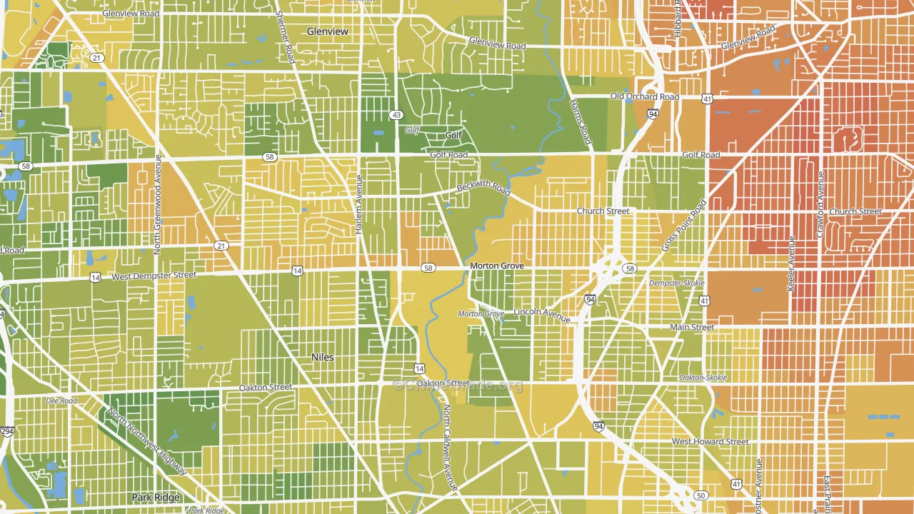Morton Grove, IL Map of Murder Rates