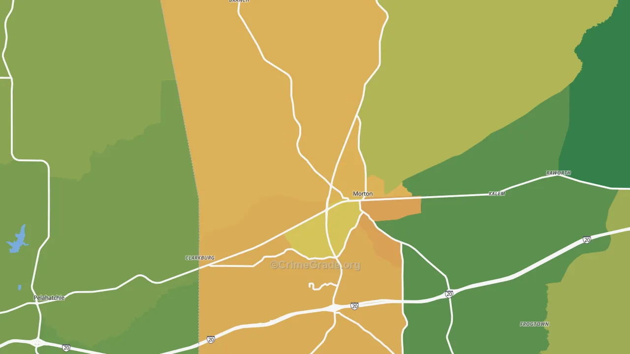 Morton, MS Map of Murder Rates