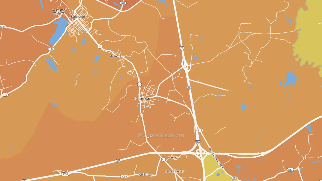 Mortons Gap, KY Map of Murder Rates