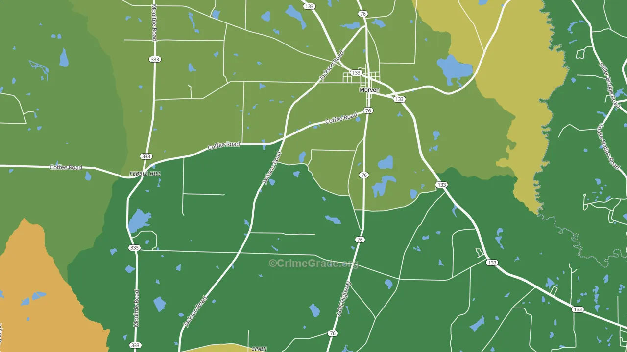 Morven, GA Map of Murder Rates