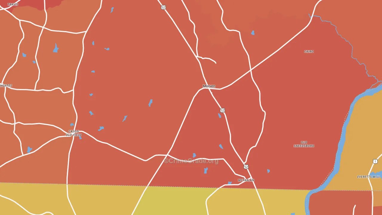 Morven, NC Map of Murder Rates