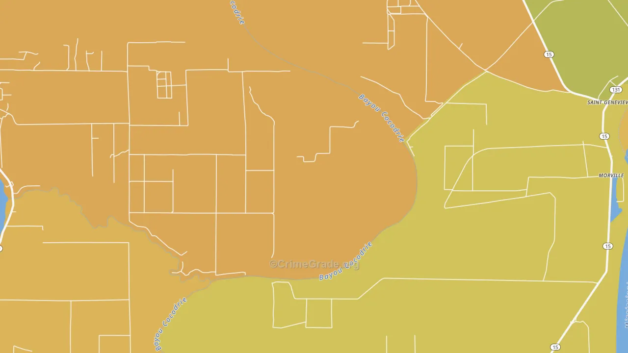 Morville, LA Map of Murder Rates
