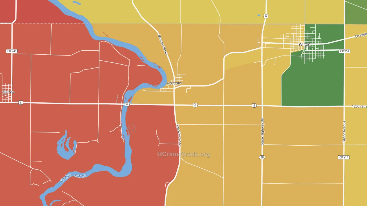 Moscow, IA Map of Murder Rates