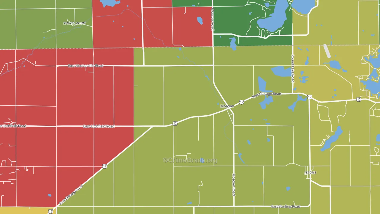 Moscow, MI Map of Murder Rates