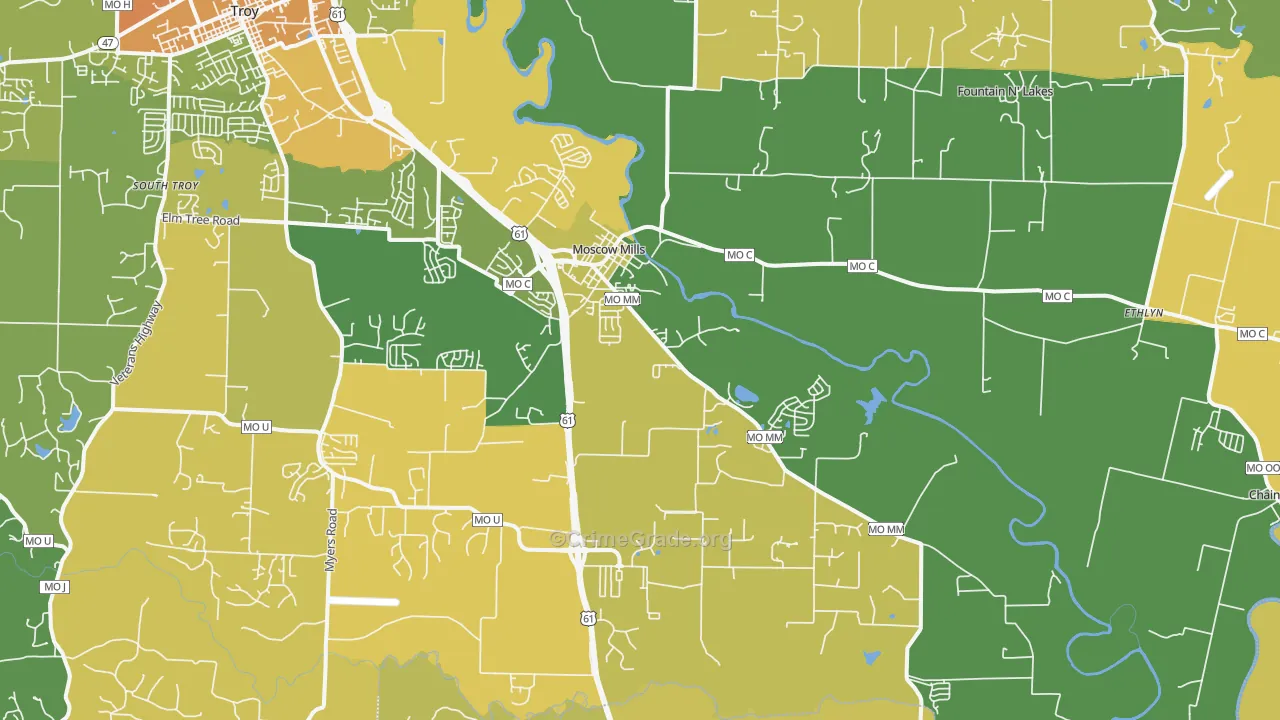 Moscow Mills, MO Map of Murder Rates
