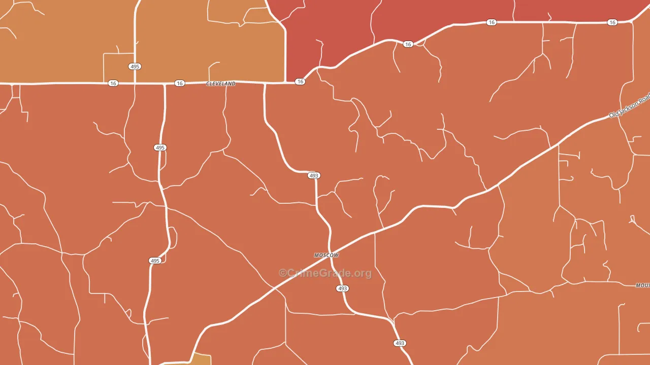 Moscow, MS Map of Murder Rates