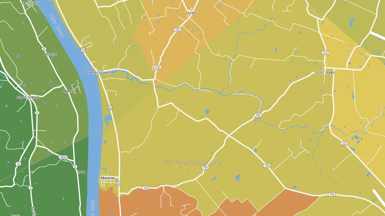 Moscow, OH Map of Murder Rates