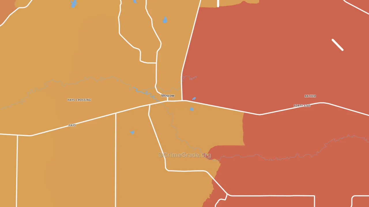 Moscow, TN Map of Murder Rates
