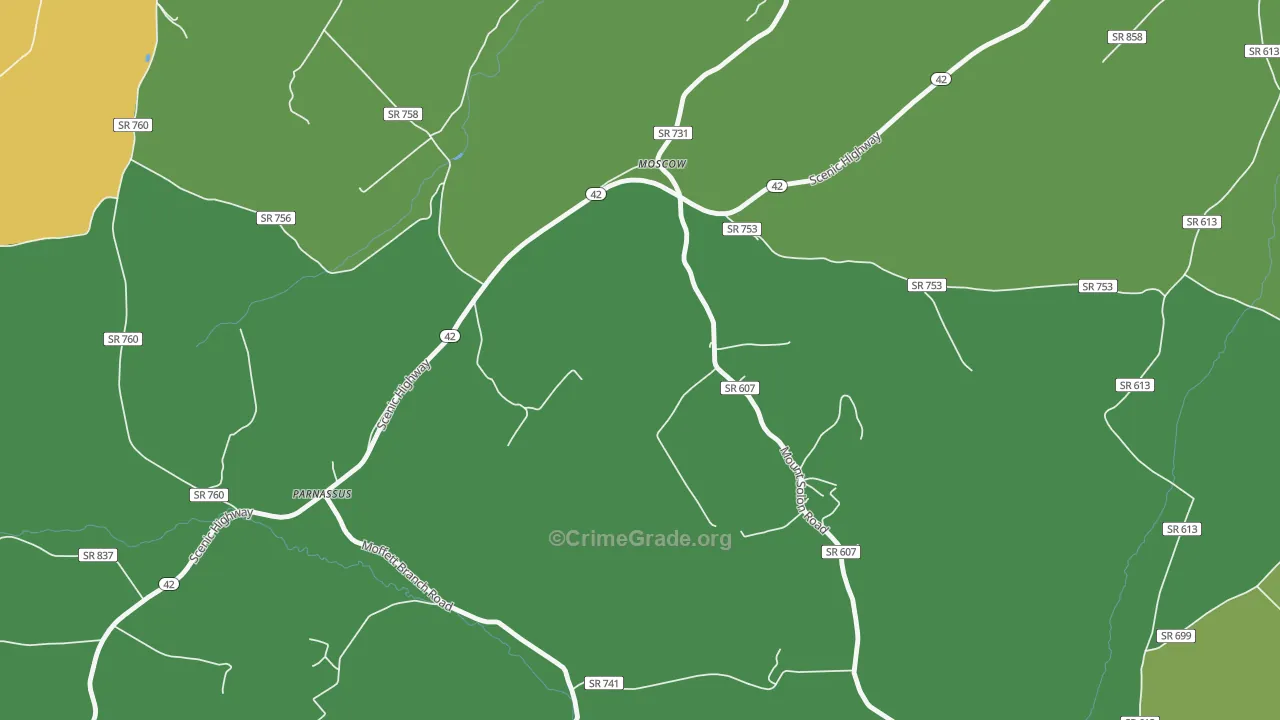 Moscow, VA Map of Murder Rates