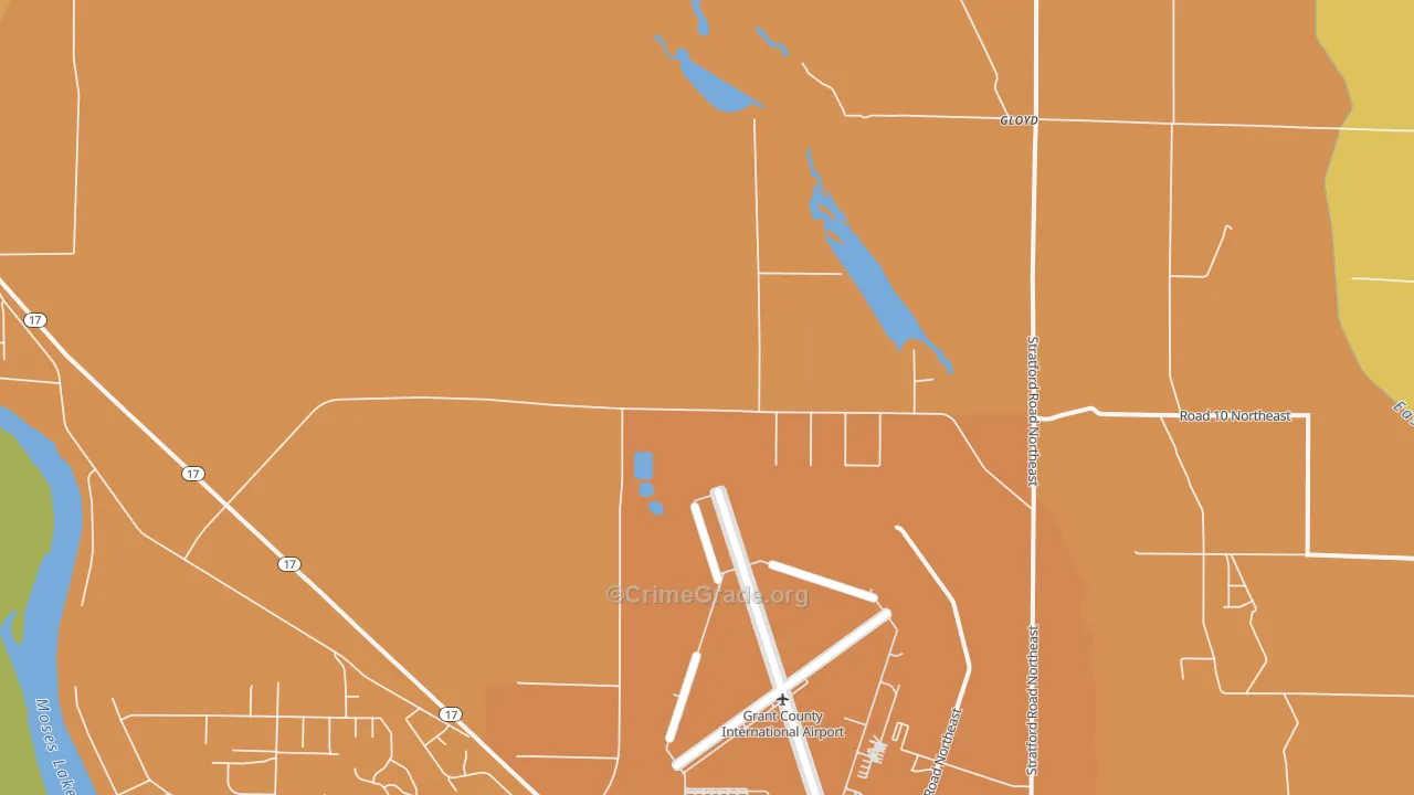 Moses Lake North, WA Map of Murder Rates