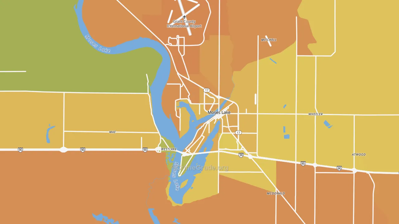 Moses Lake, WA Map of Murder Rates