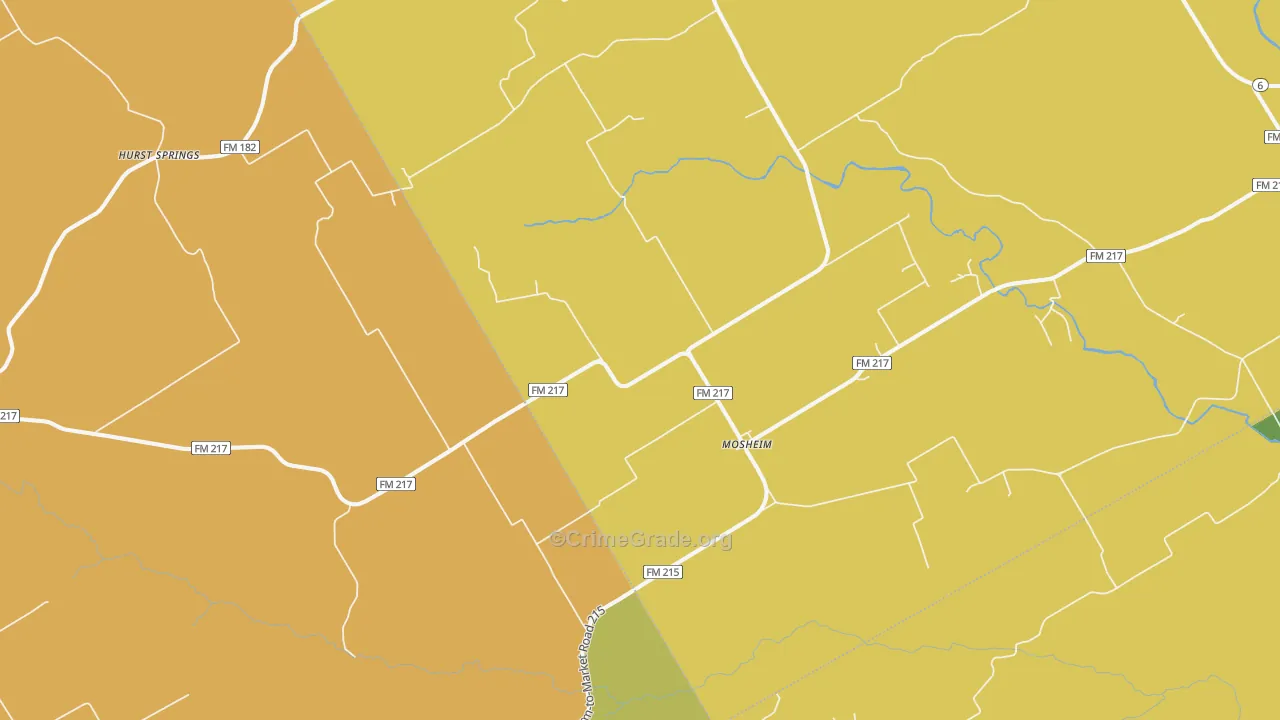 Mosheim, TX Map of Murder Rates