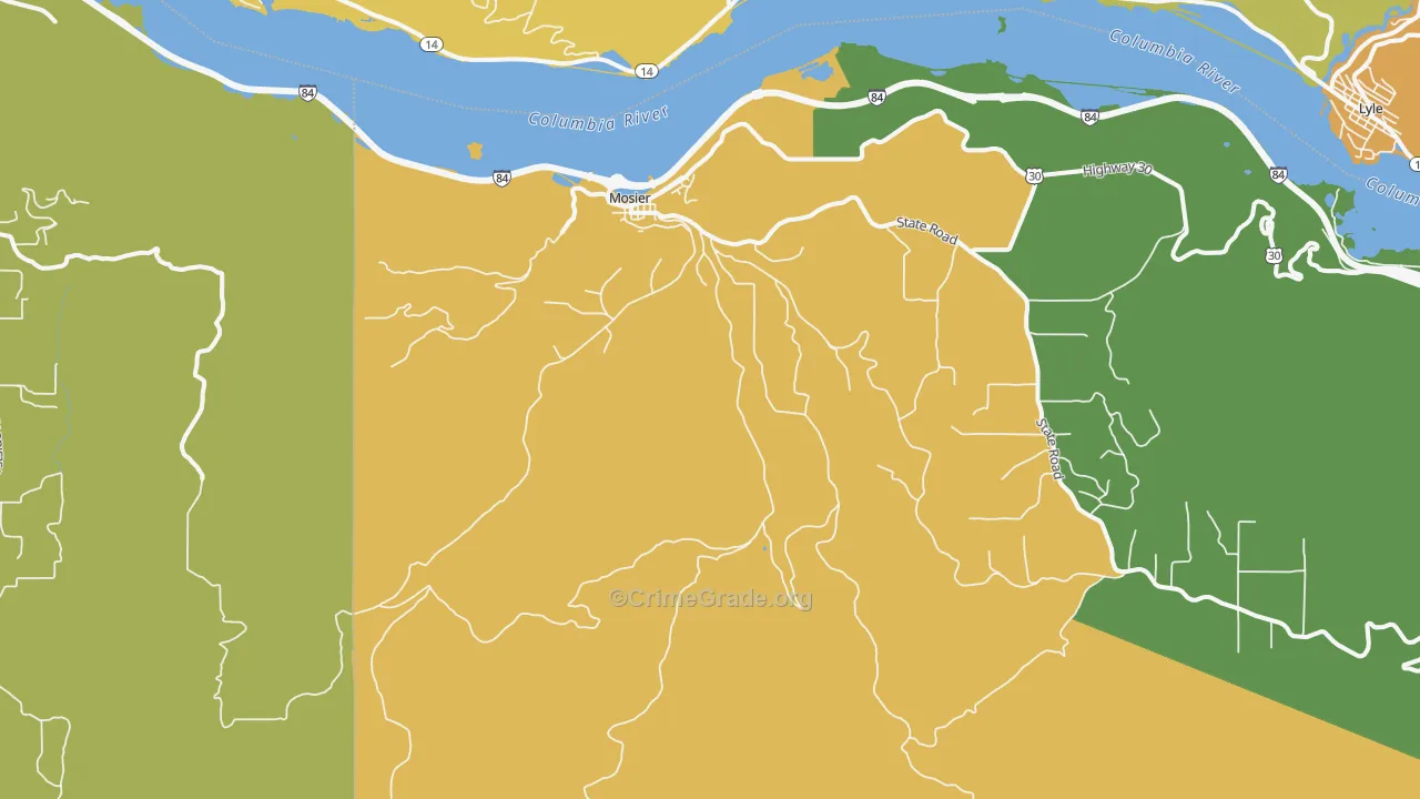 Mosier, OR Map of Murder Rates