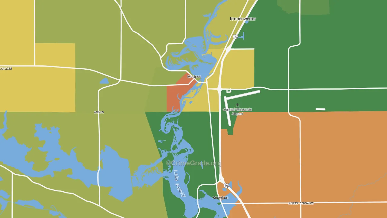 Mosinee, WI Map of Murder Rates