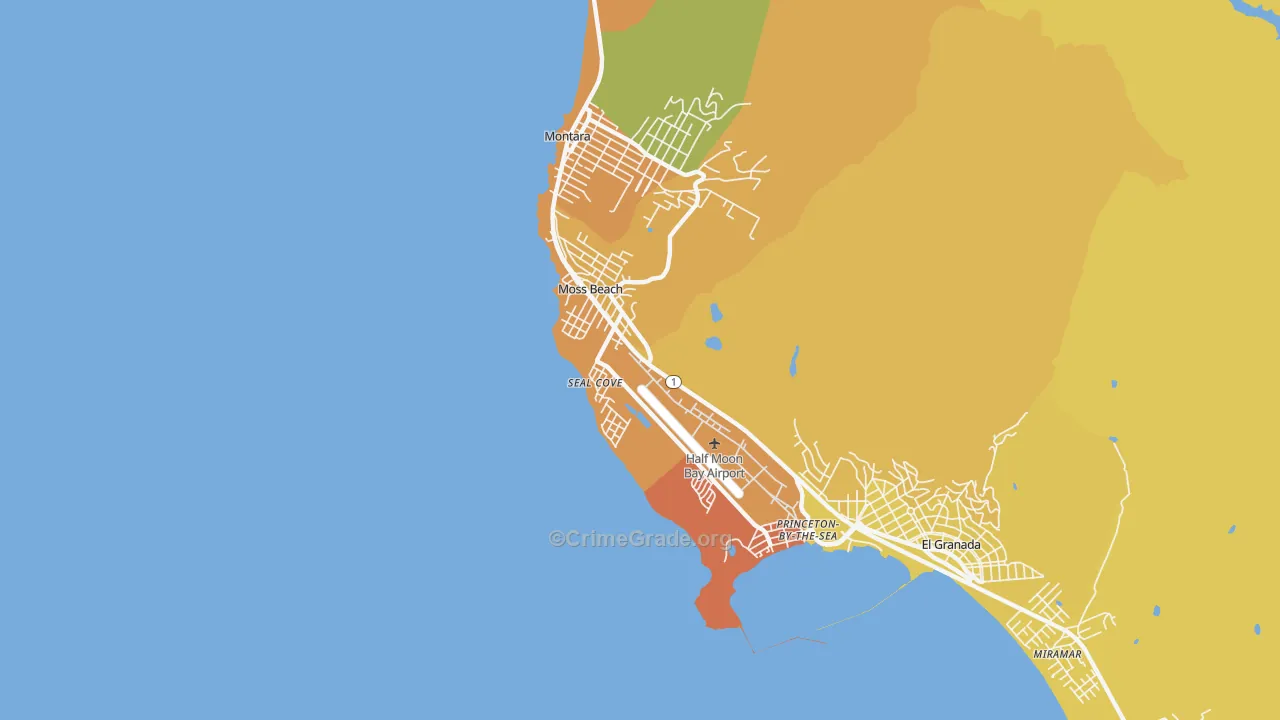 Moss Beach, CA Map of Murder Rates