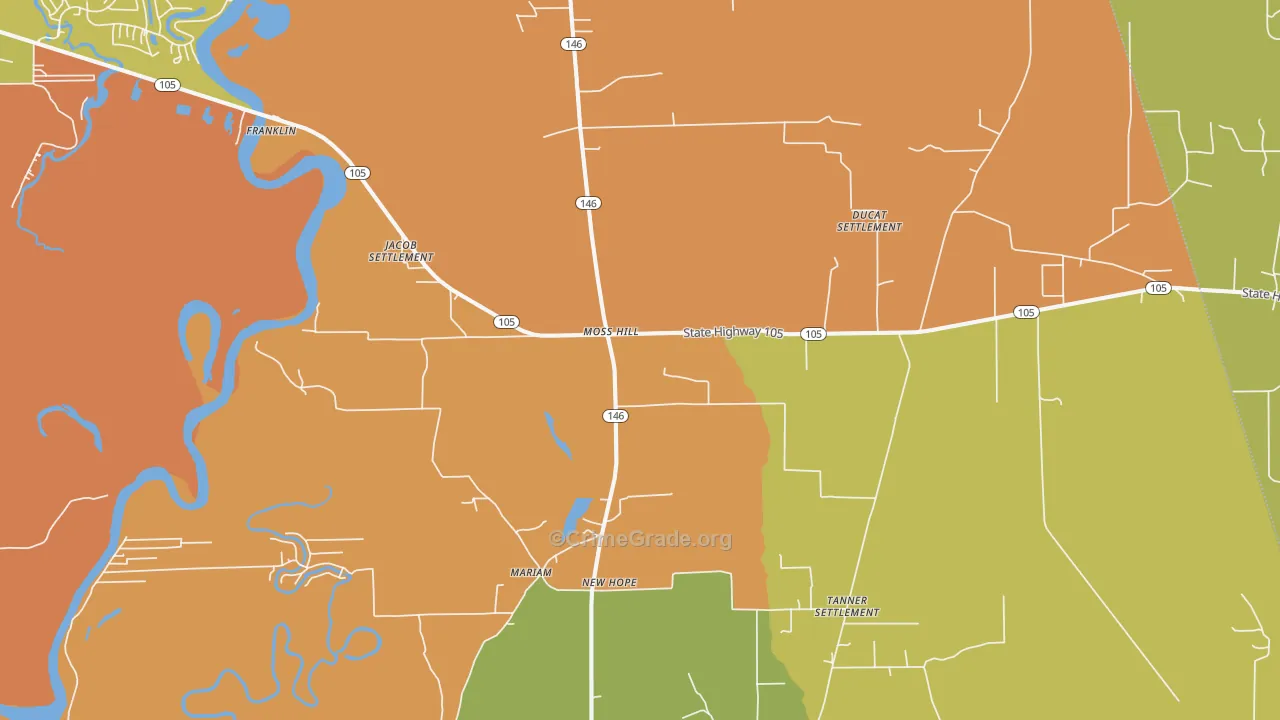 Moss Hill, TX Map of Murder Rates