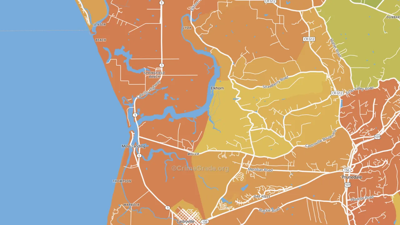 Moss Landing, CA Map of Murder Rates