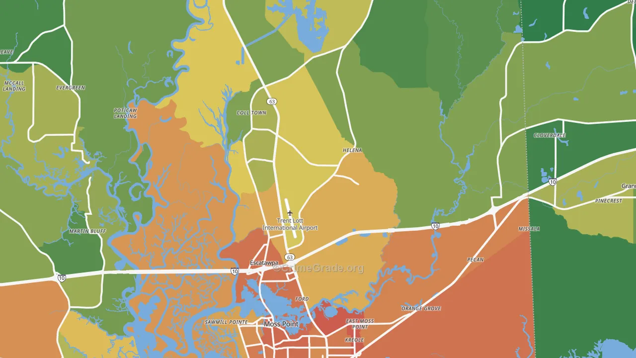 Moss Point, MS Map of Murder Rates
