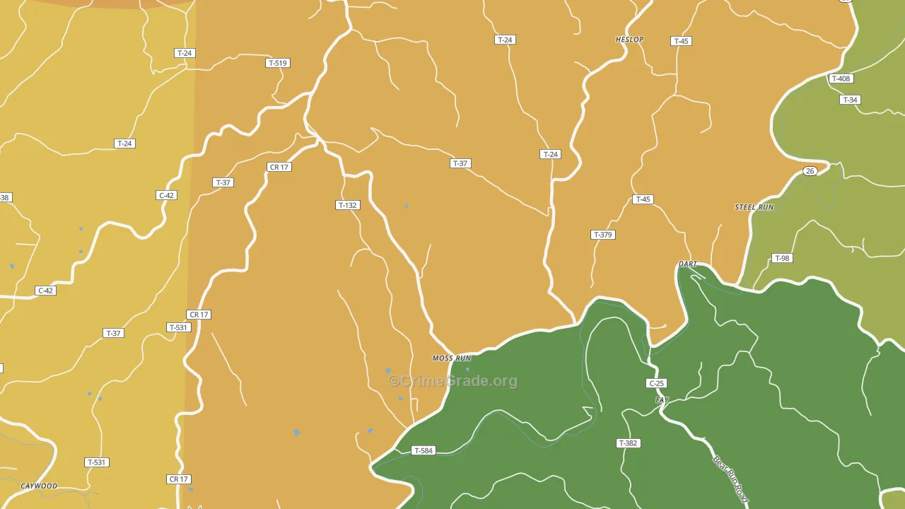 Moss Run, OH Map of Murder Rates
