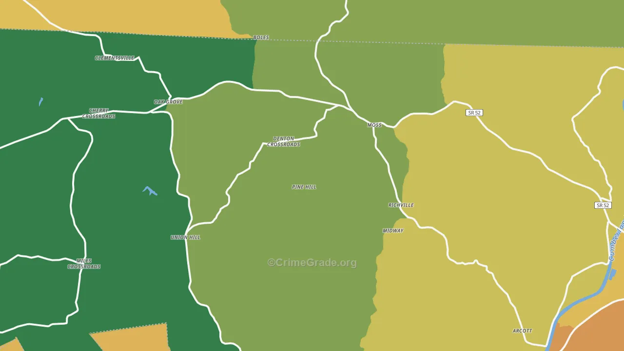 Moss, TN Map of Murder Rates