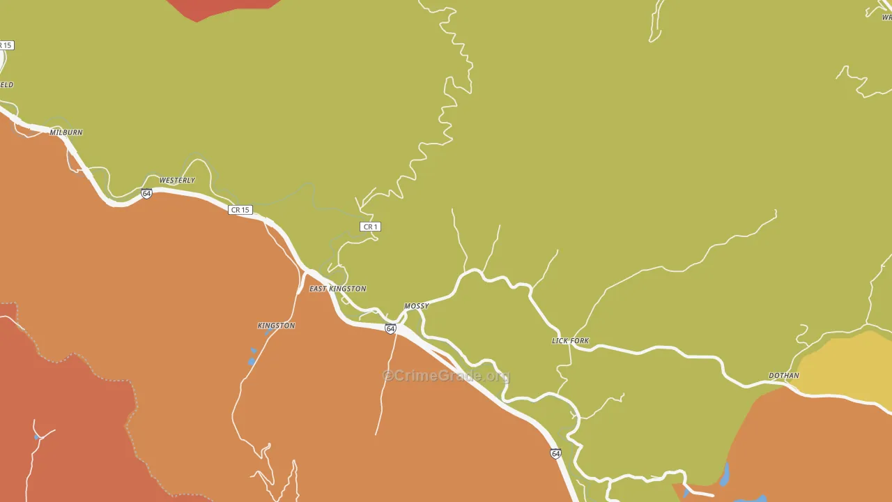 Mossy, WV Map of Murder Rates