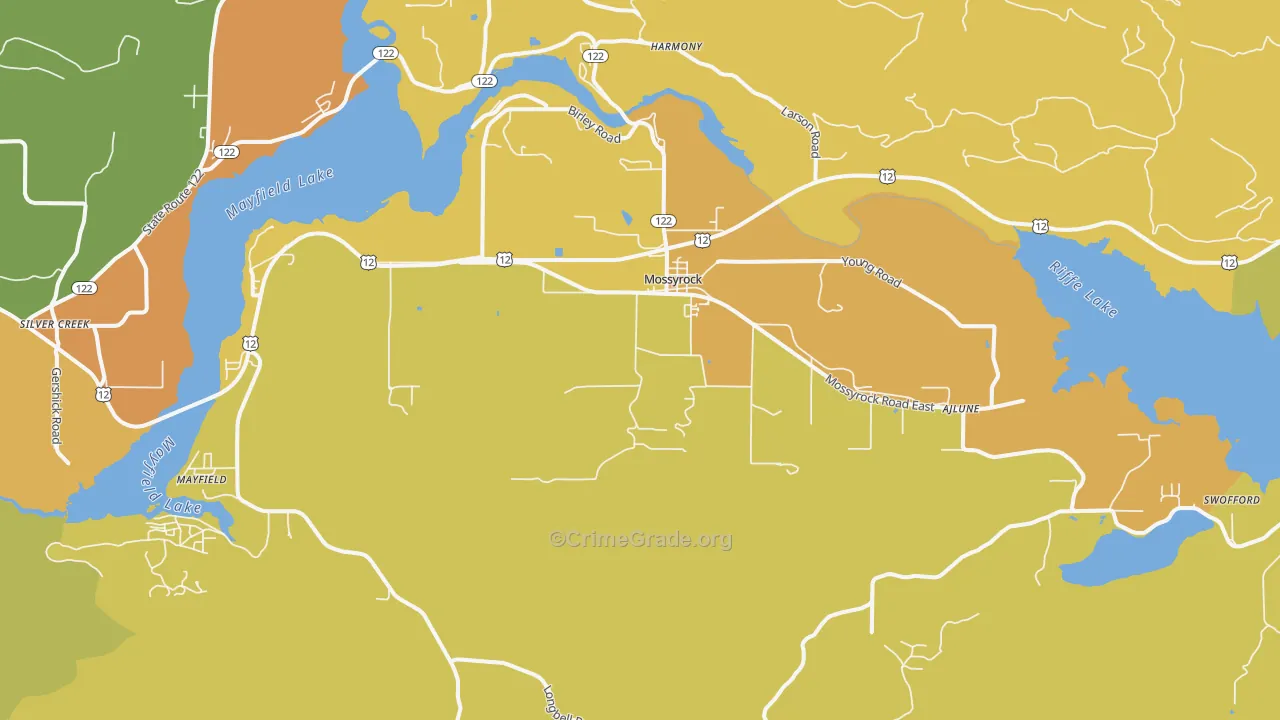 Mossyrock, WA Map of Murder Rates