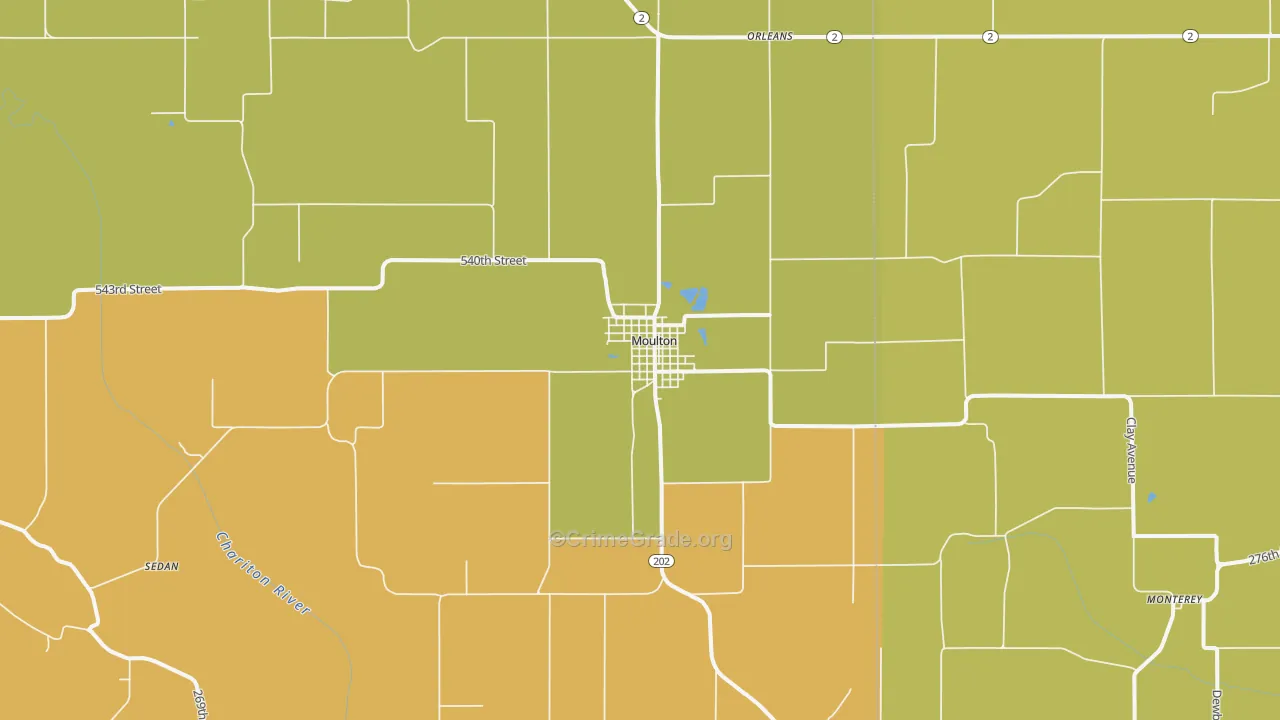 Moulton, IA Map of Murder Rates