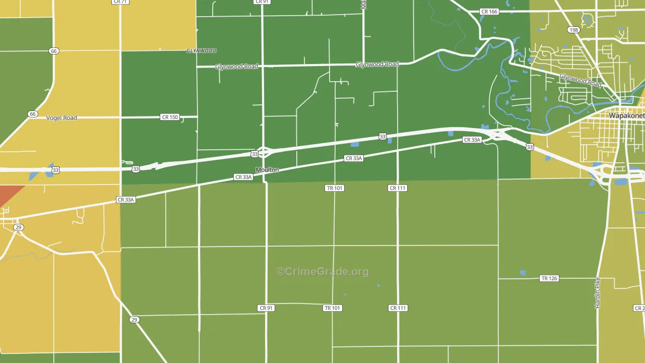 Moulton, OH Map of Murder Rates