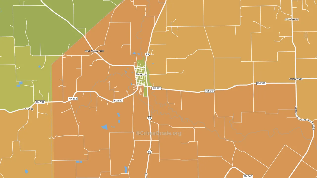 Moulton, TX Map of Murder Rates
