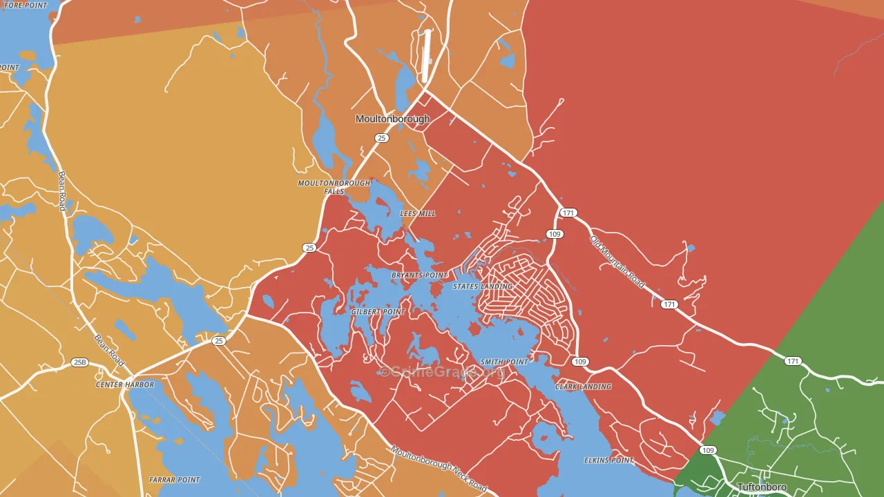 Moultonborough, NH Map of Murder Rates