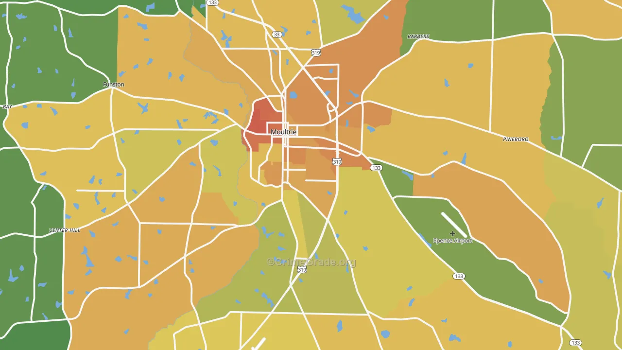 Moultrie, GA Map of Murder Rates