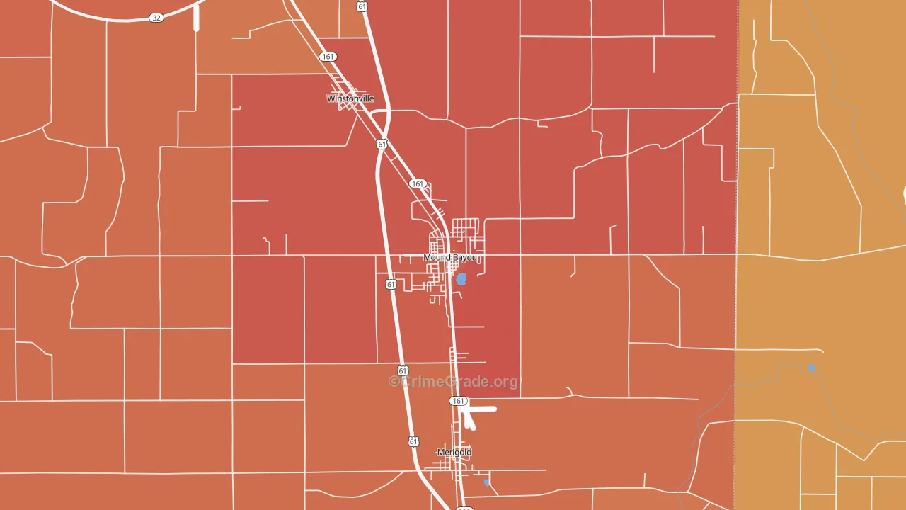 Mound Bayou, MS Map of Murder Rates
