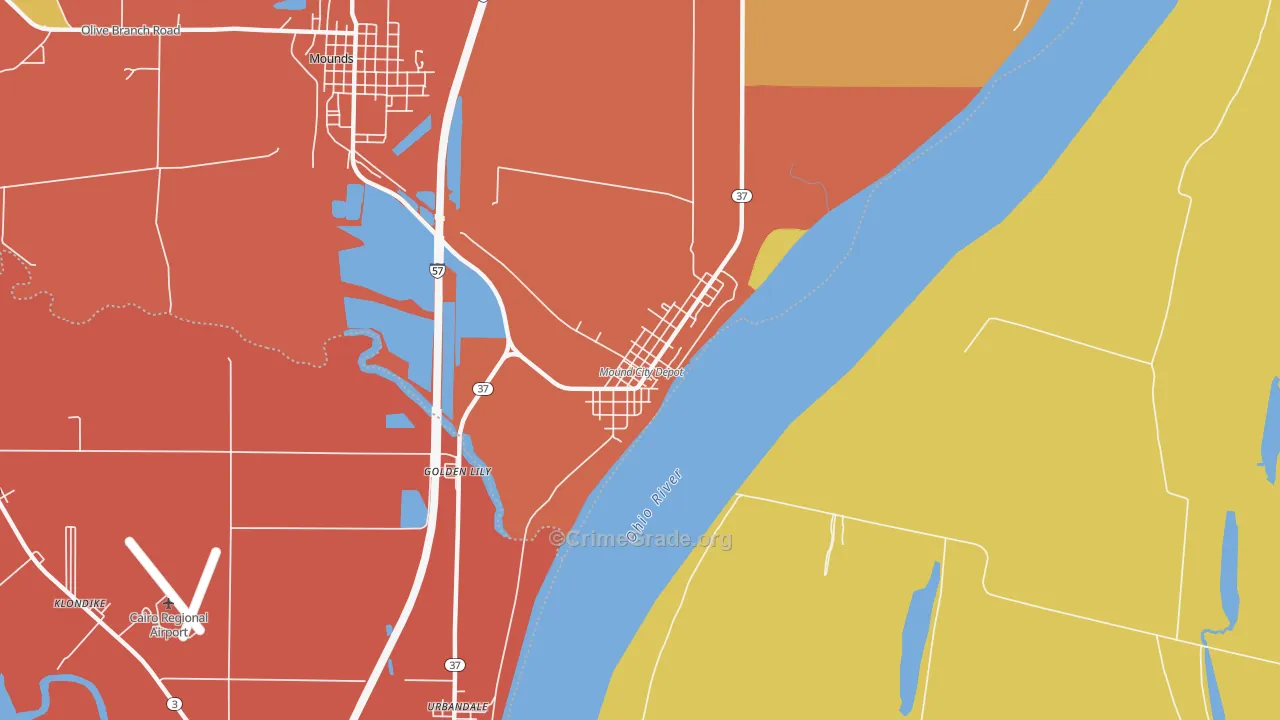 Mound City, IL Map of Murder Rates