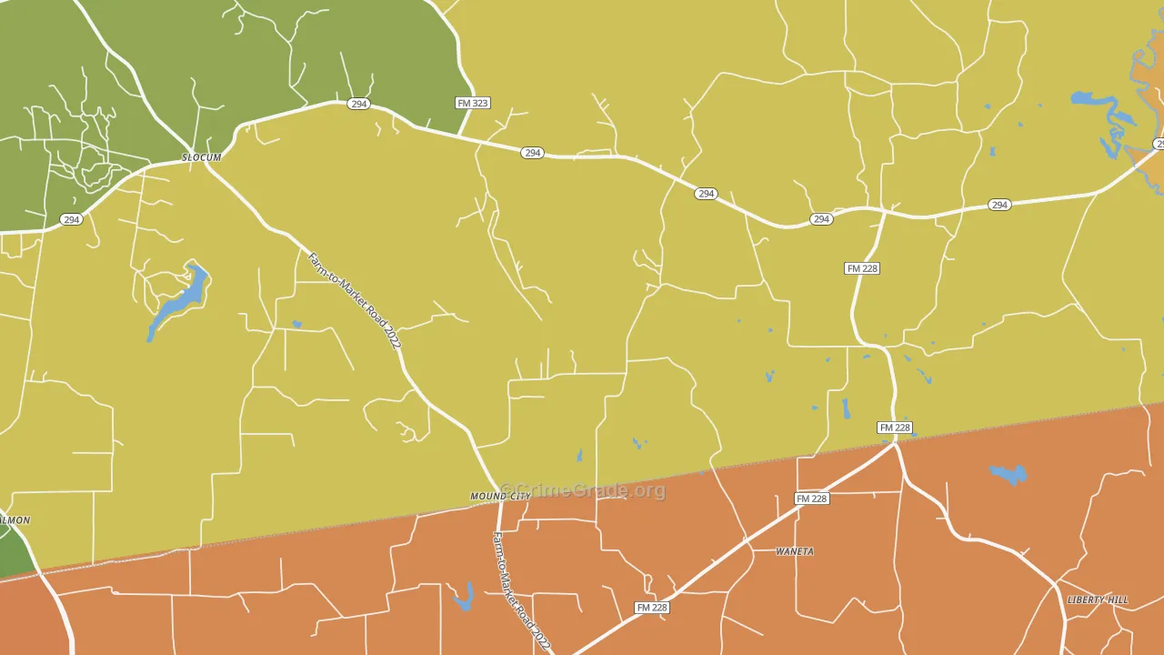 Mound City, TX Map of Murder Rates