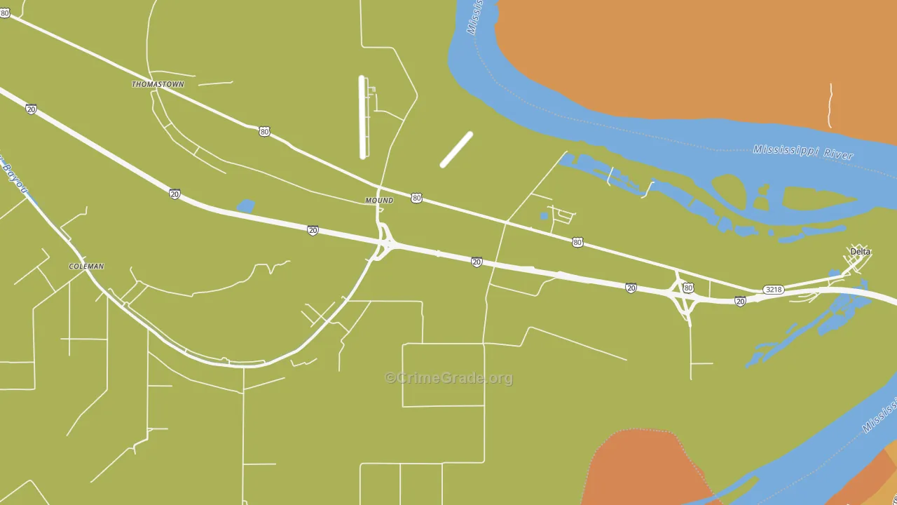 Mound, LA Map of Murder Rates