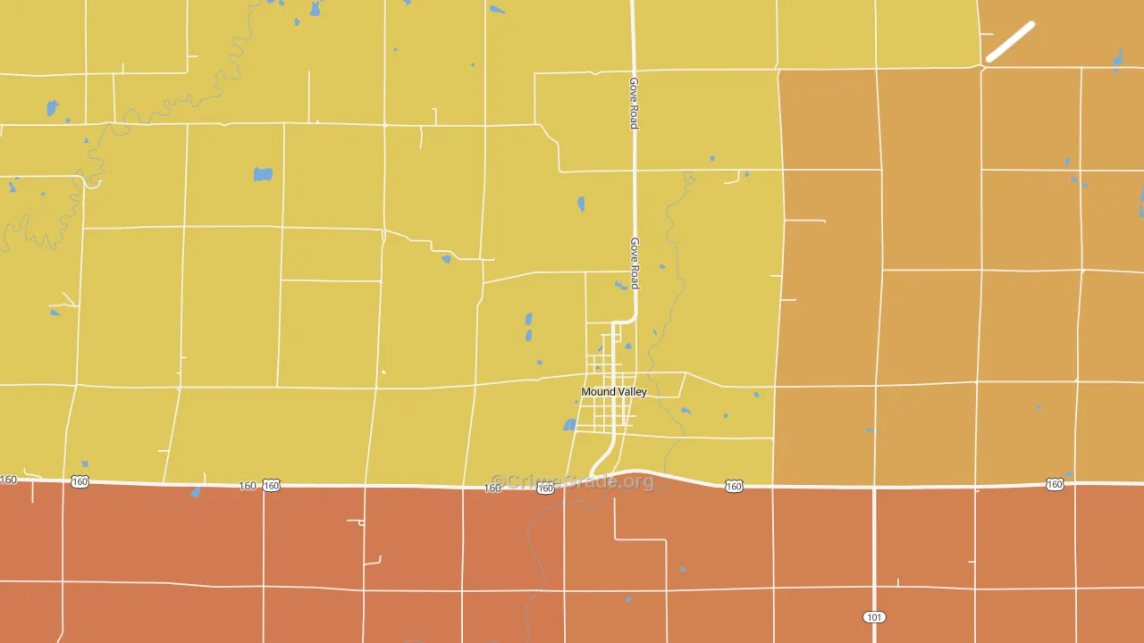 Mound Valley, KS Map of Murder Rates