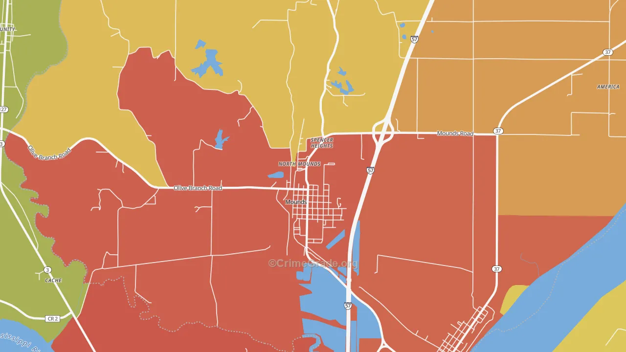Mounds, IL Map of Murder Rates