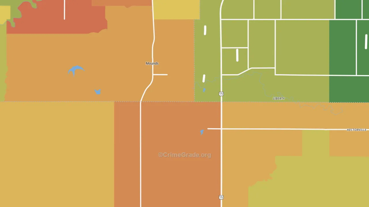 Mounds, OK Map of Murder Rates