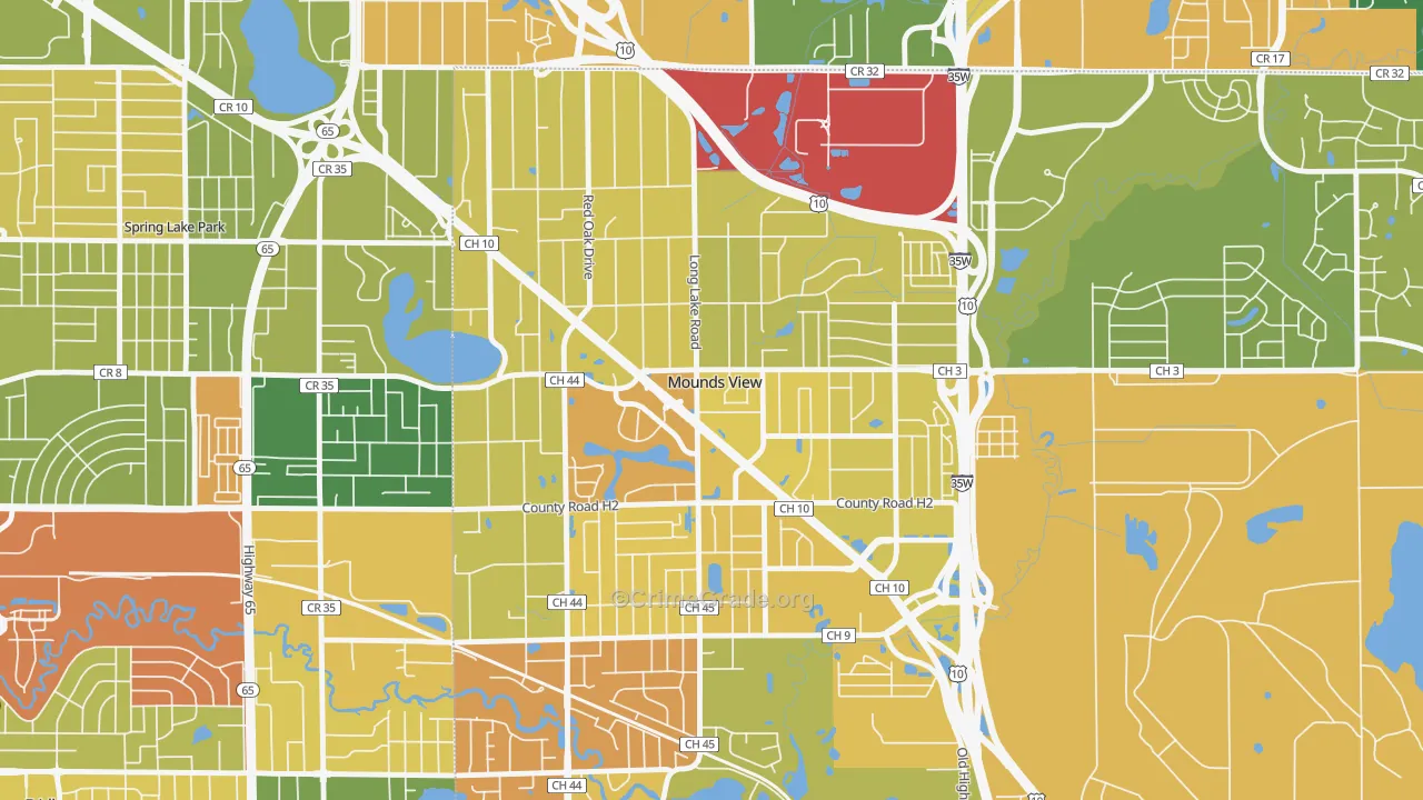 Mounds View, MN Map of Murder Rates