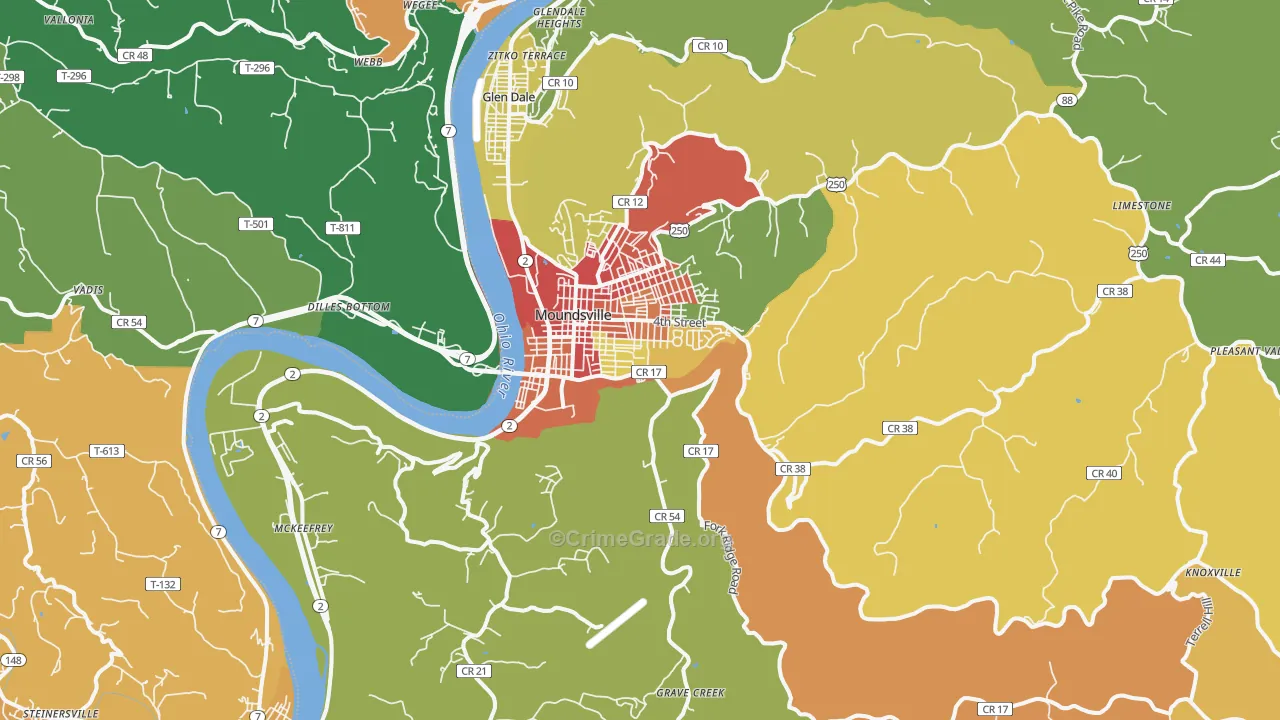 Moundsville, WV Map of Murder Rates
