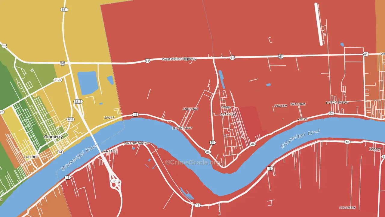 Mount Airy, LA Map of Murder Rates