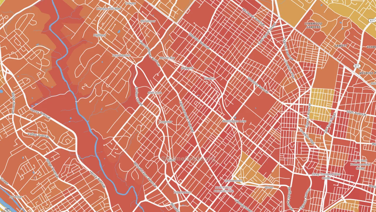 Mount Airy, Philadelphia, PA Map of Murder Rates