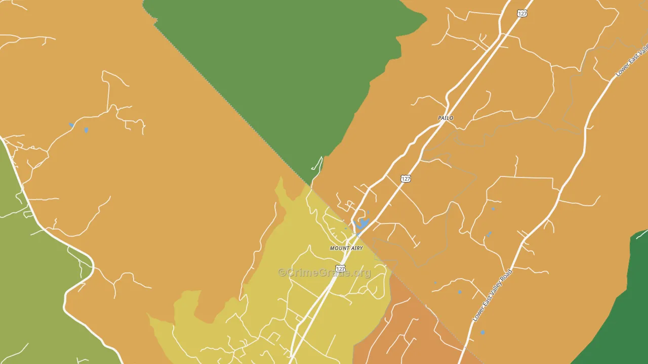 Mount Airy, TN Map of Murder Rates