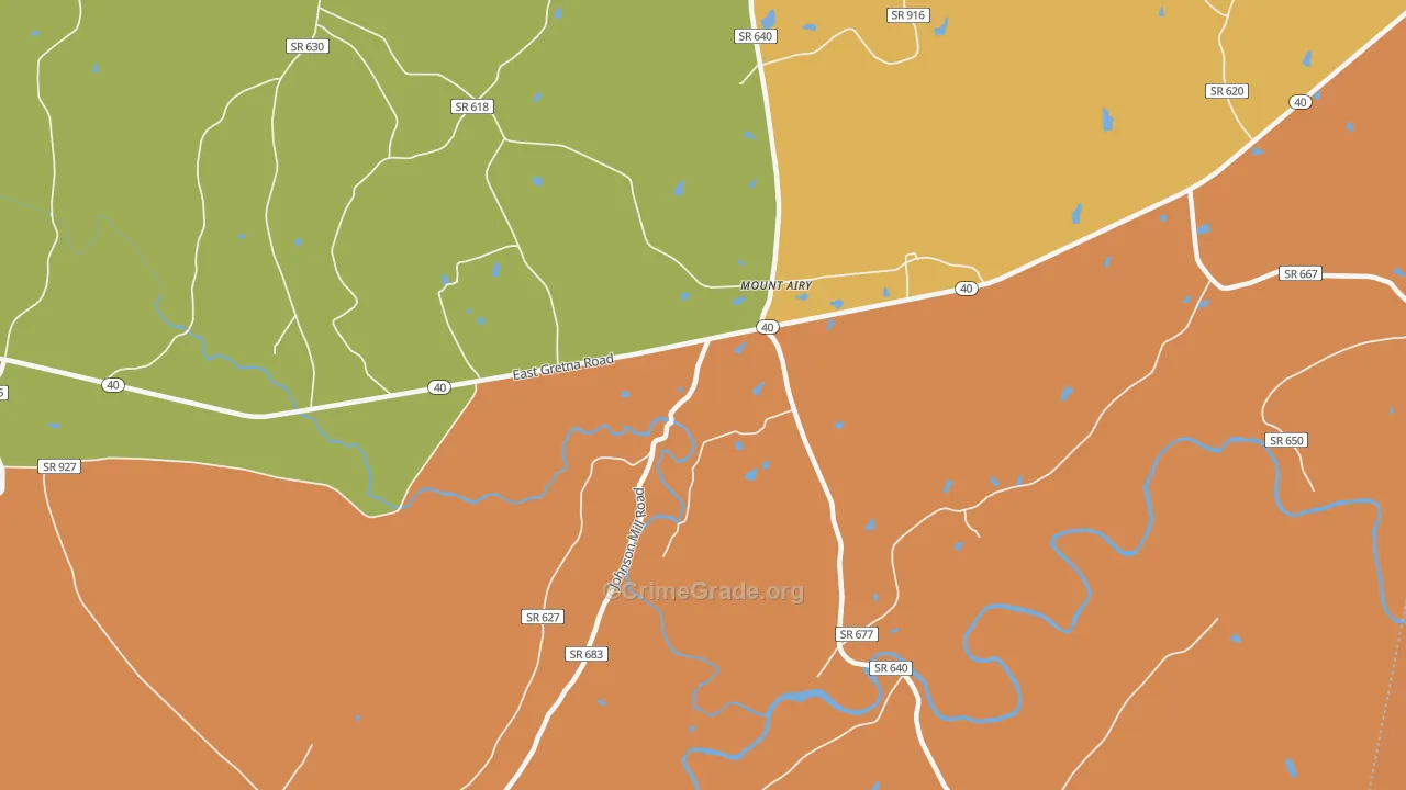 Mount Airy, VA Map of Murder Rates
