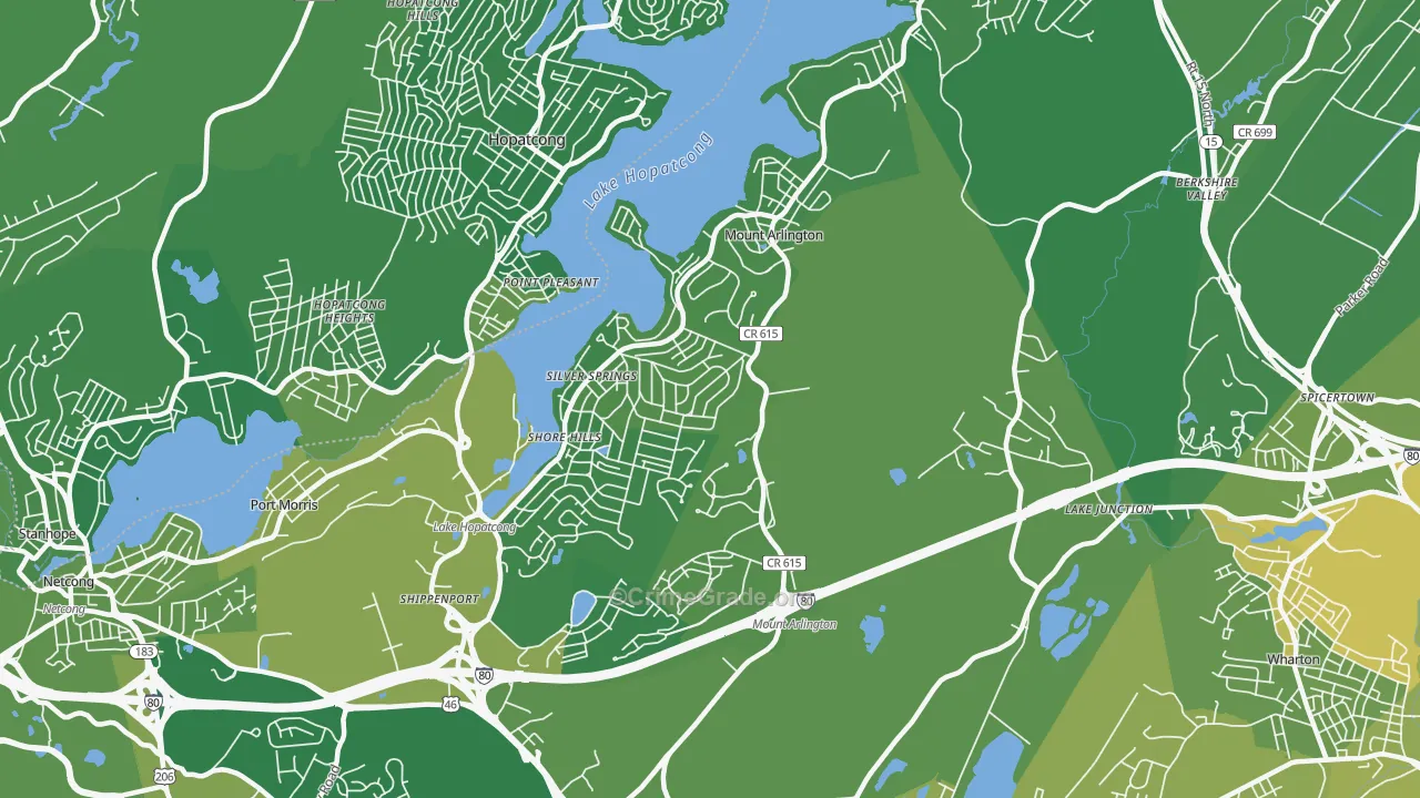 Mount Arlington, NJ Map of Murder Rates