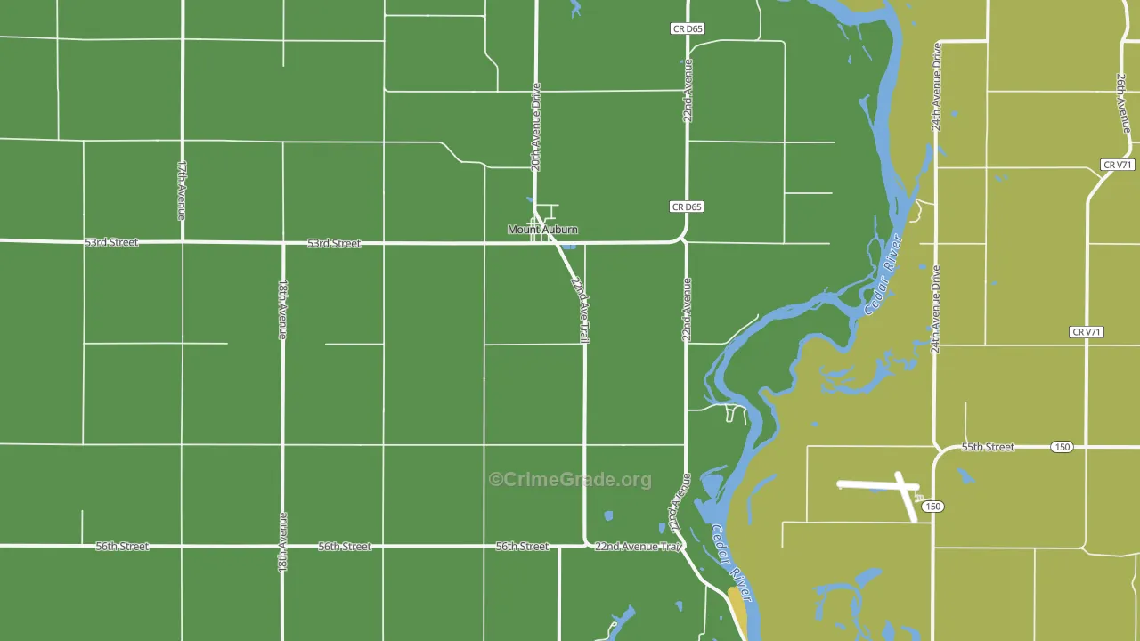 Mount Auburn, IA Map of Murder Rates