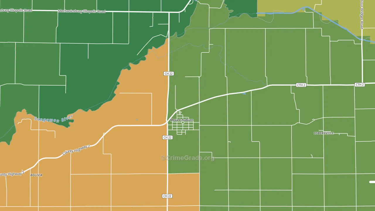 Mount Auburn, IL Map of Murder Rates