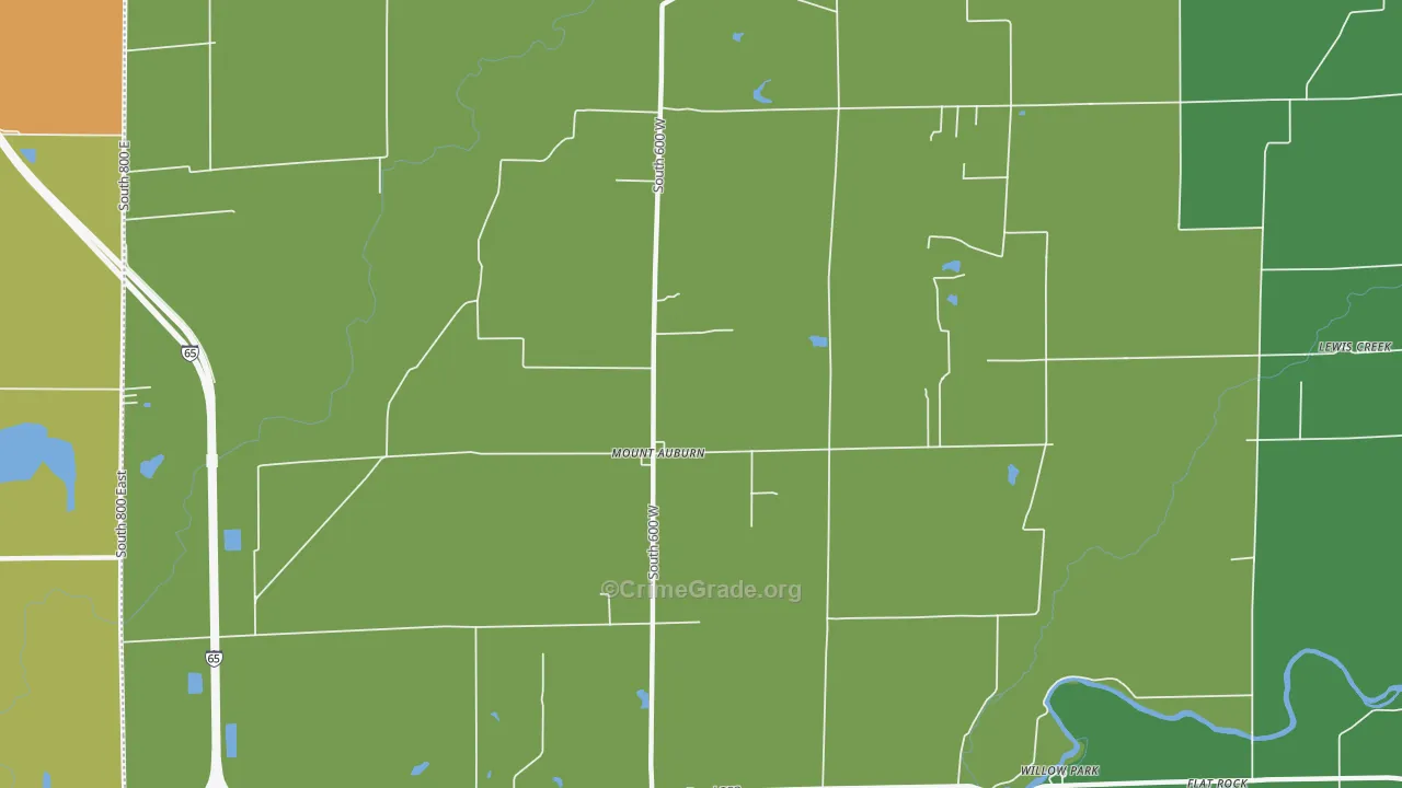 Mount Auburn, IN Map of Murder Rates